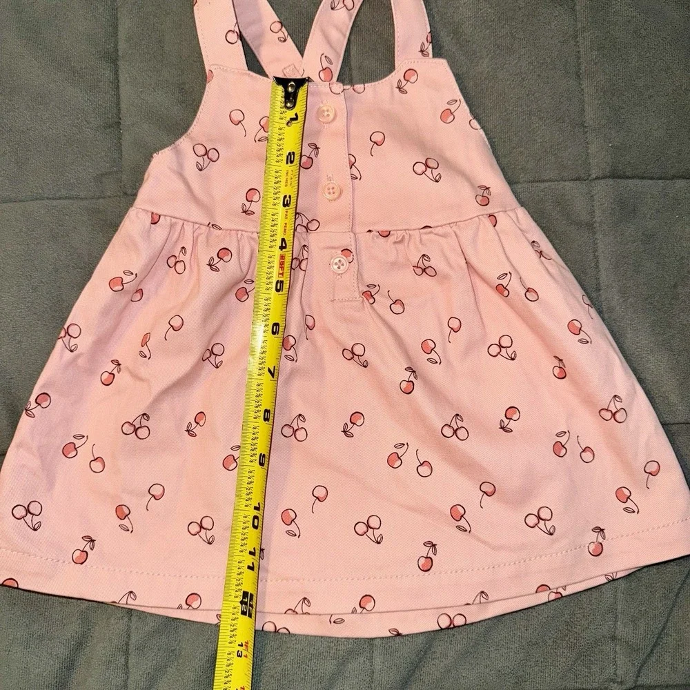 Carters Baby Girl Overall Dress  6 Months Pink Cherries Adjustable Straps Cotton